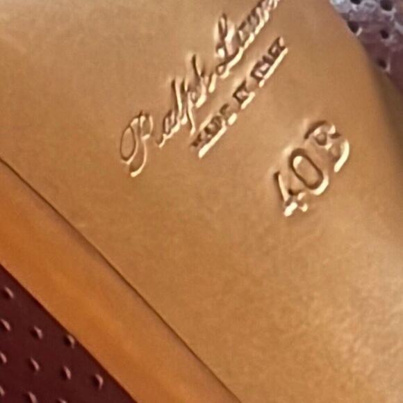 Ralph Lauren Purple Label camel leather Leather Block Heel Ankle Strap Sandals S - Picture 6 of 6